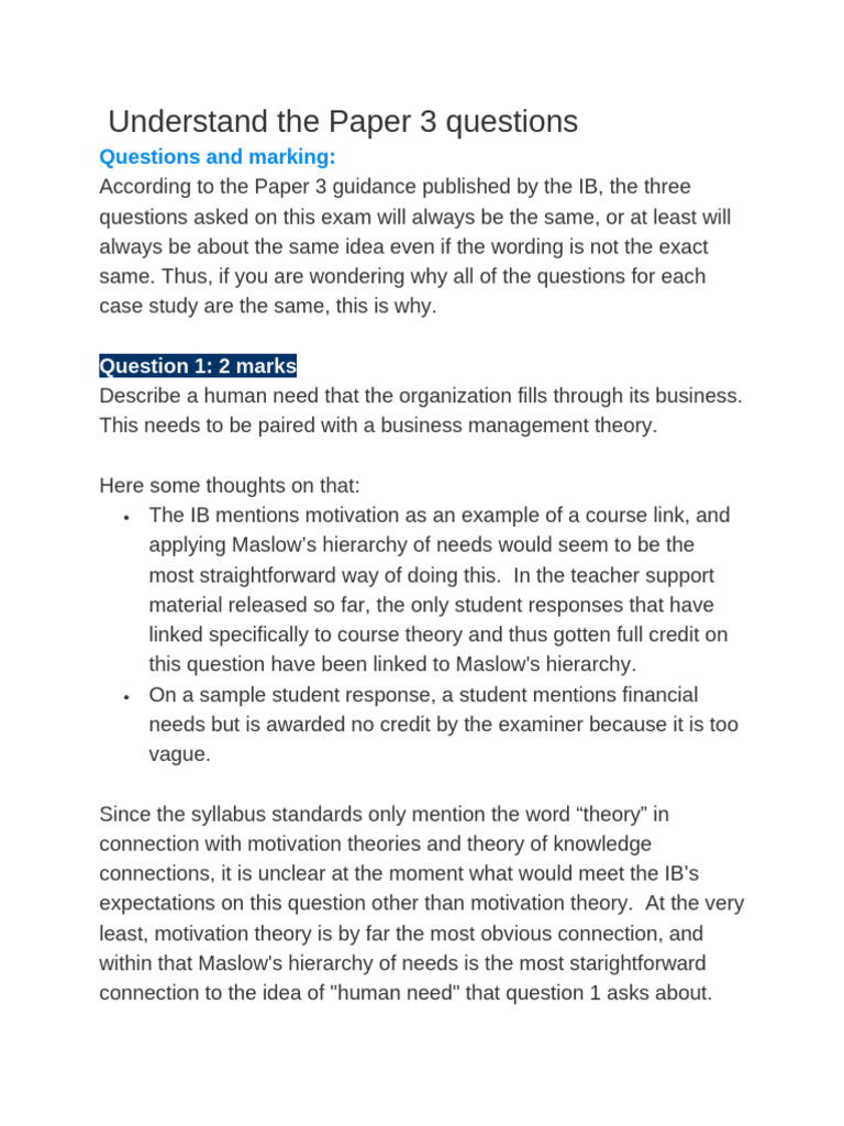Understand the Paper 3 questions | PDF | Motivation | Motivational