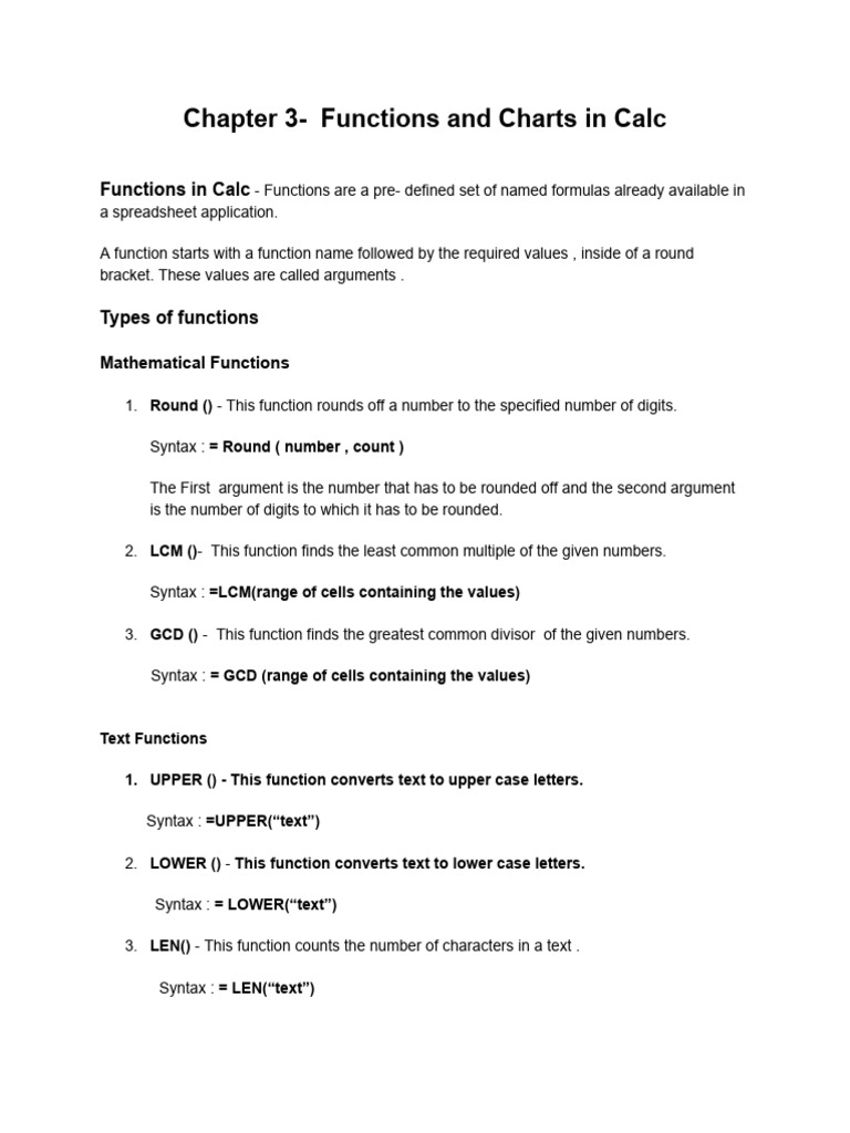 Grade VII _Ch 3 _ Fuctions and Charts in Calc | PDF | Function ...