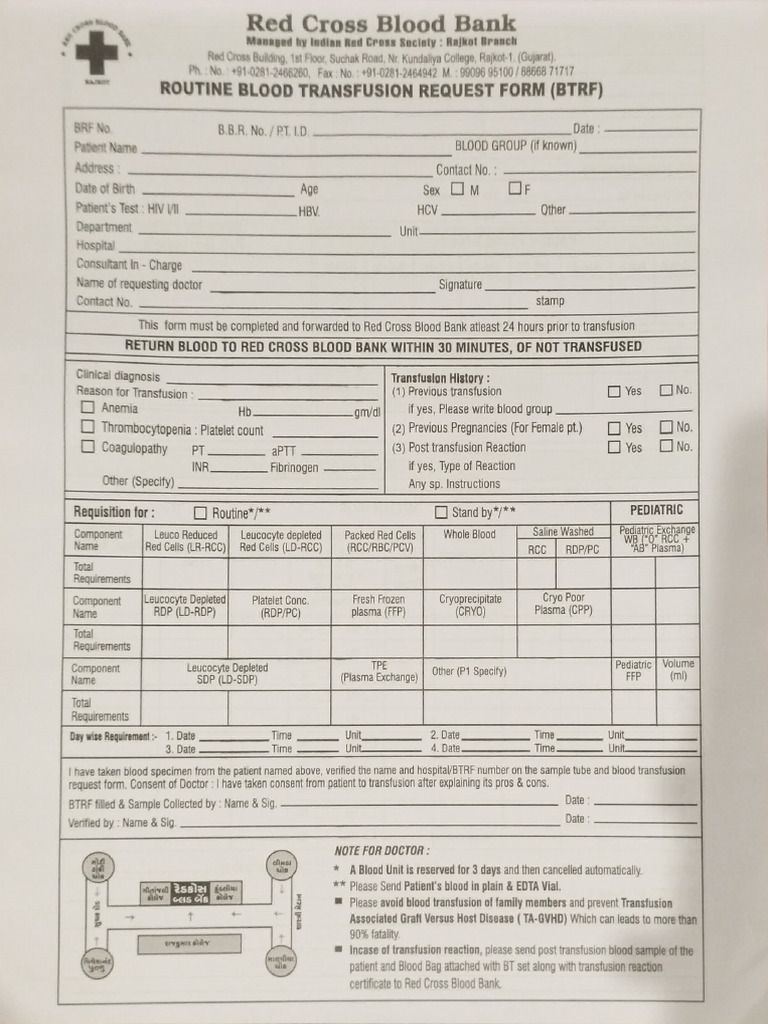 Blood Bank Requisition Form | PDF | Blood Transfusion | Blood Plasma