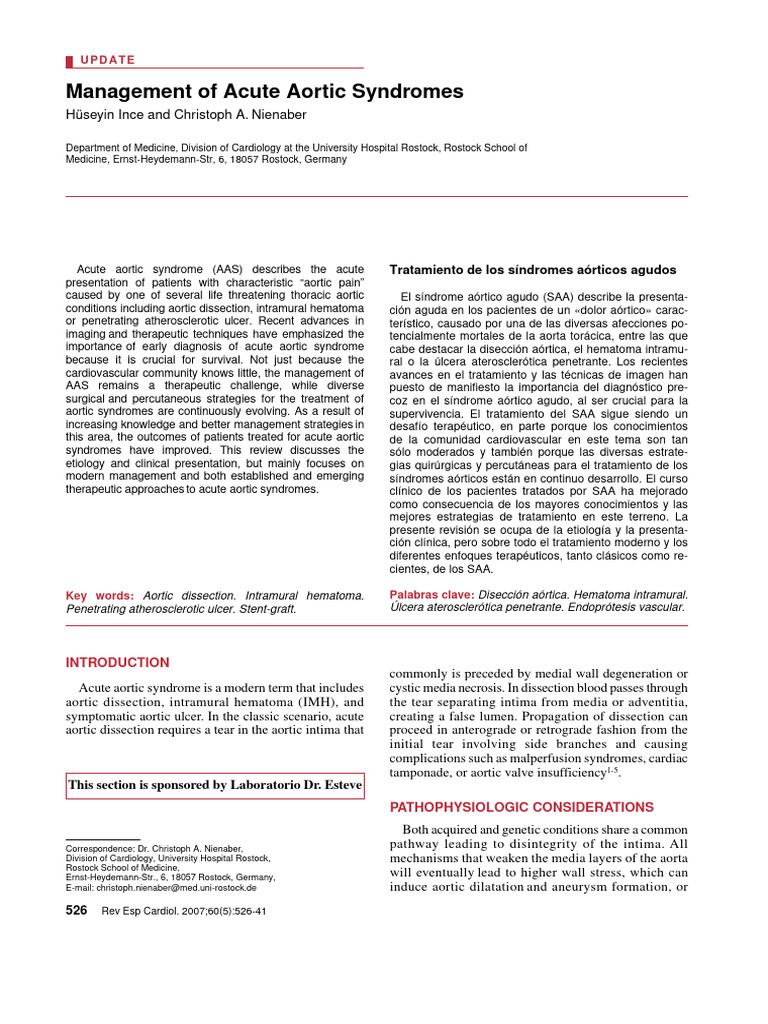 Management of Acute Aortic Syndromes | PDF | Interventional Radiology ...