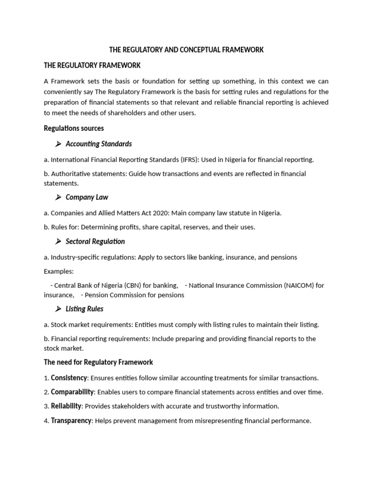 The Regulatory and Conceptual Framework | PDF | International Financial ...