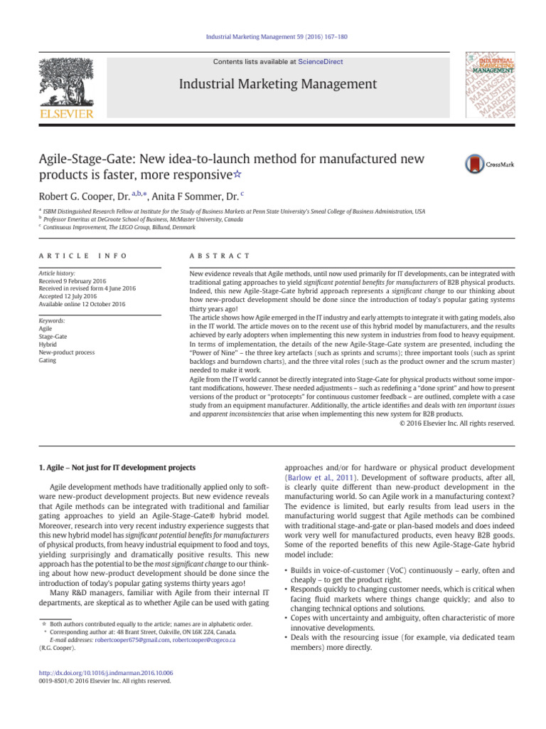 Agile-Stage-Gate - New Idea-To-launch Method for Manufactured New ...