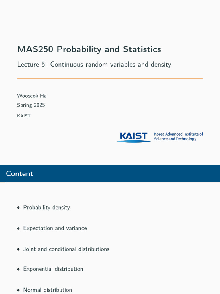 lec5_250417_024213 | PDF | Probability Density Function | Normal ...