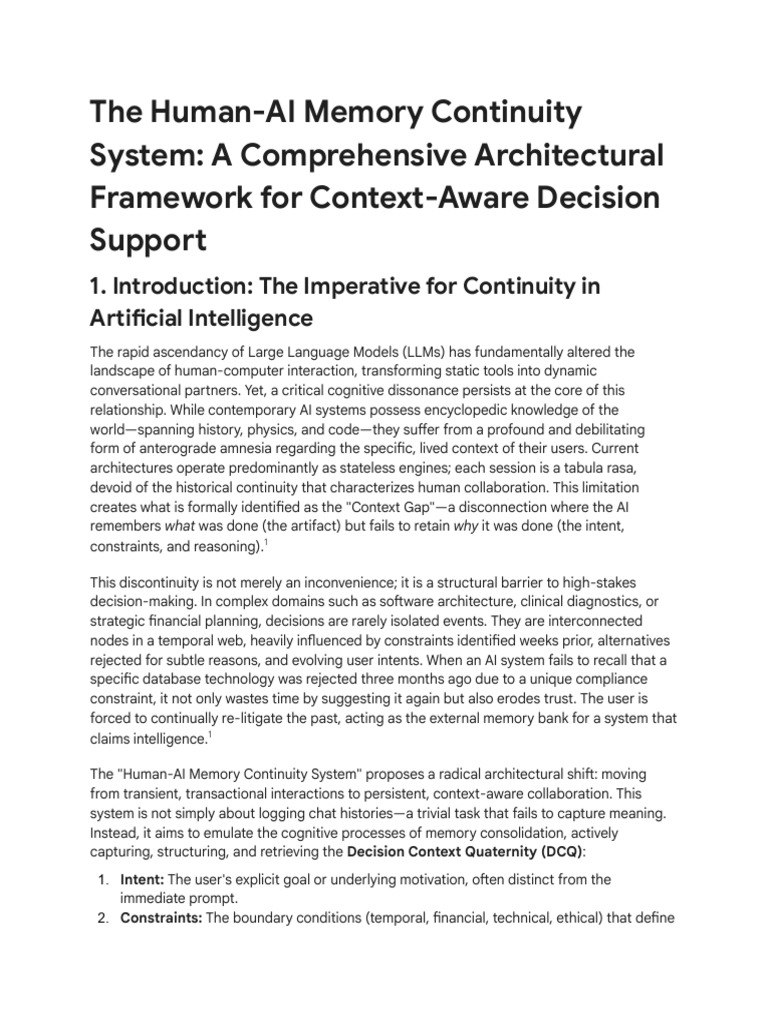AI Memory Continuity System Implementation | PDF | Artificial ...