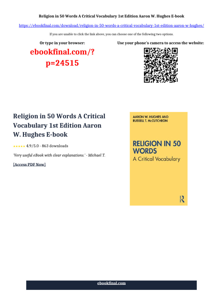 Religion in 50 Words A Critical Vocabulary 1st Edition Aaron W. Hughes ...