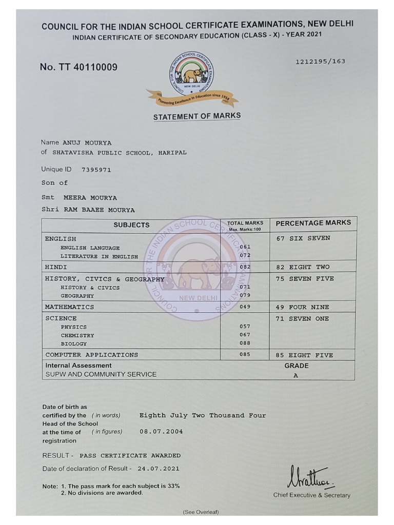 Mark Sheet | PDF