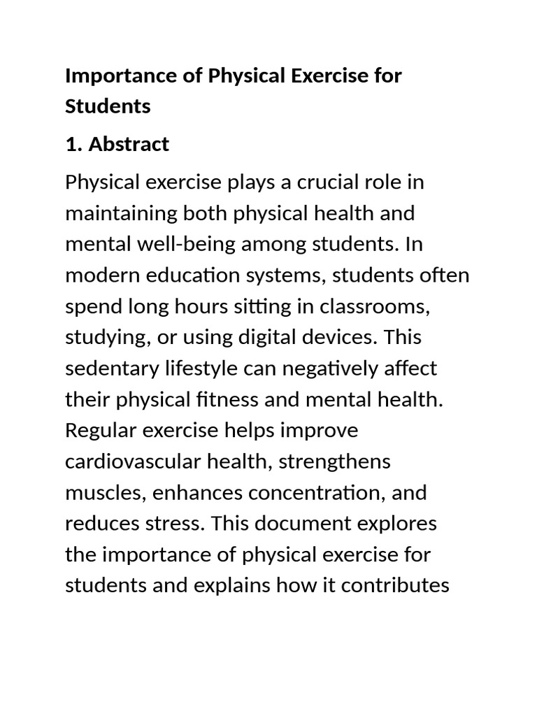 Importance of Physical Exercise For Students | PDF | Physical Fitness ...