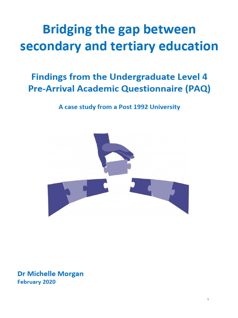 Bridging The Gap Between Secondary and Tertiary Education-Morgan 2020 ...