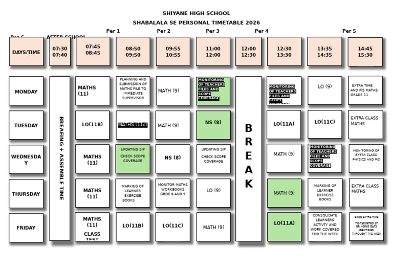 Shabalala Timetable_024639 | PDF