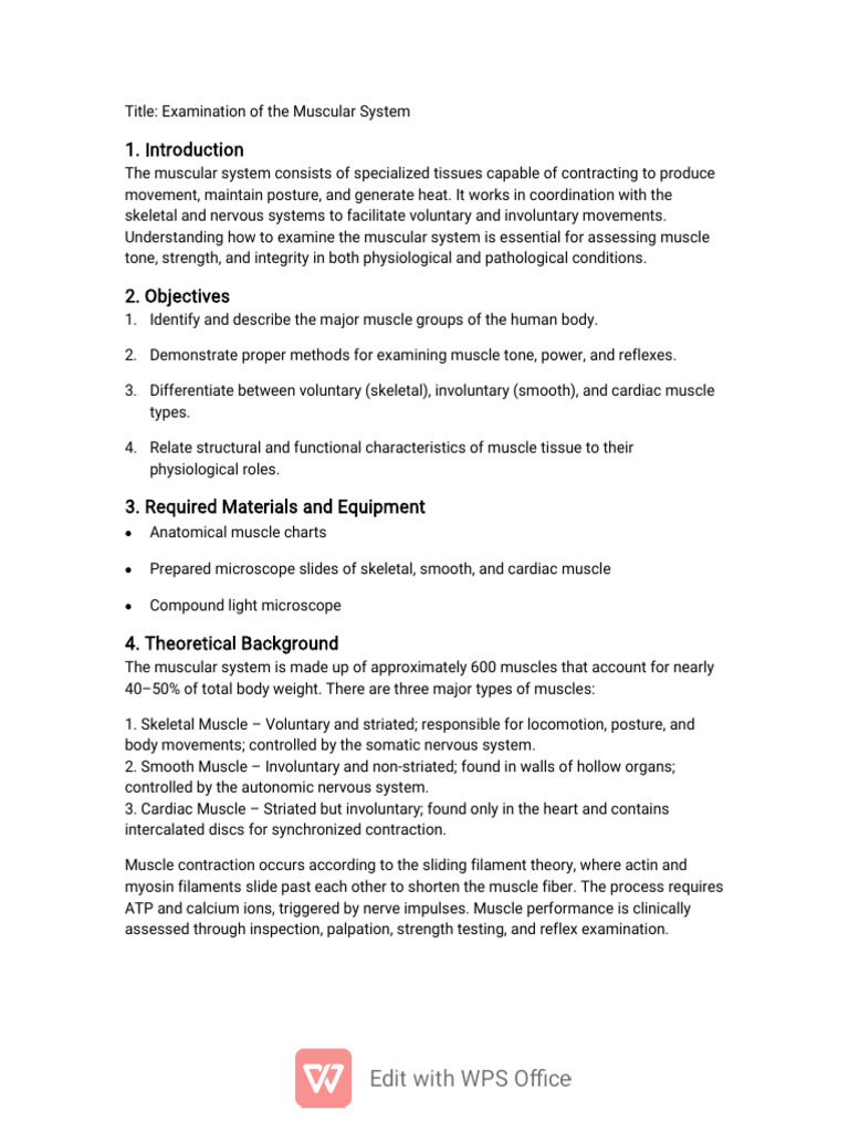 Practical Manual Examination of the Muscular System | PDF | Skeletal ...