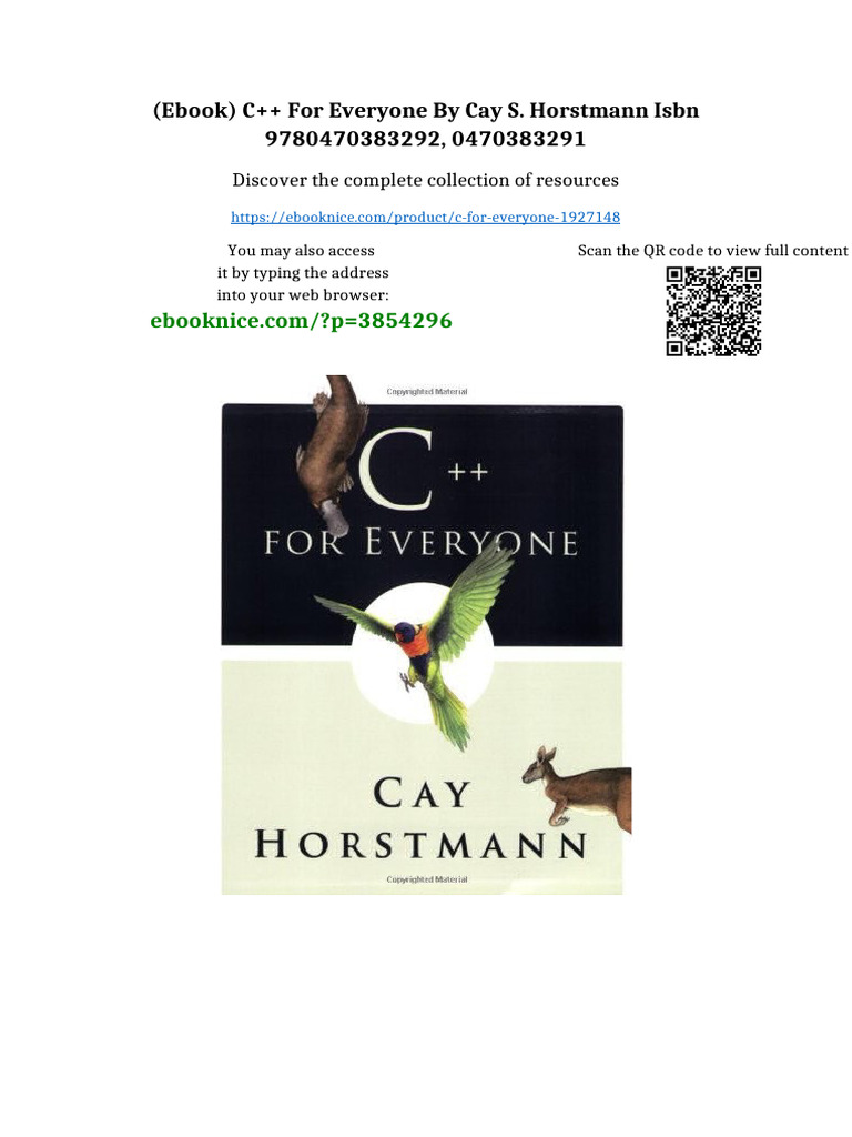 (Ebook) C++ For Everyone by Cay S. Horstmann Isbn 9780470383292 ...