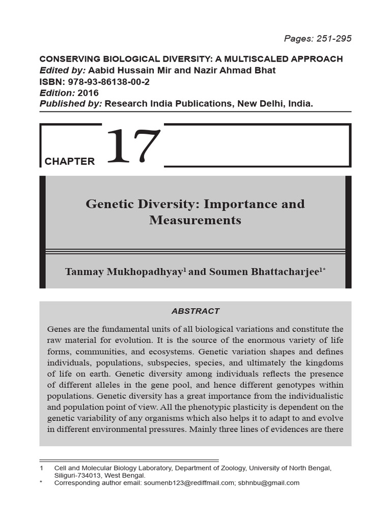Genetic Diversity-Importance and Measurements-Chapter 17-RIP-2016 | PDF ...