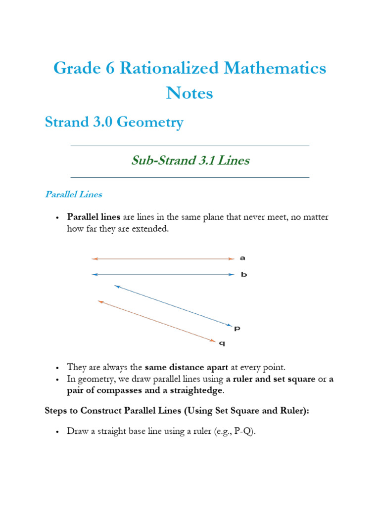 Grade 6 Rationalized Mathematics Strand 3 Geometry Notes | PDF | Angle ...