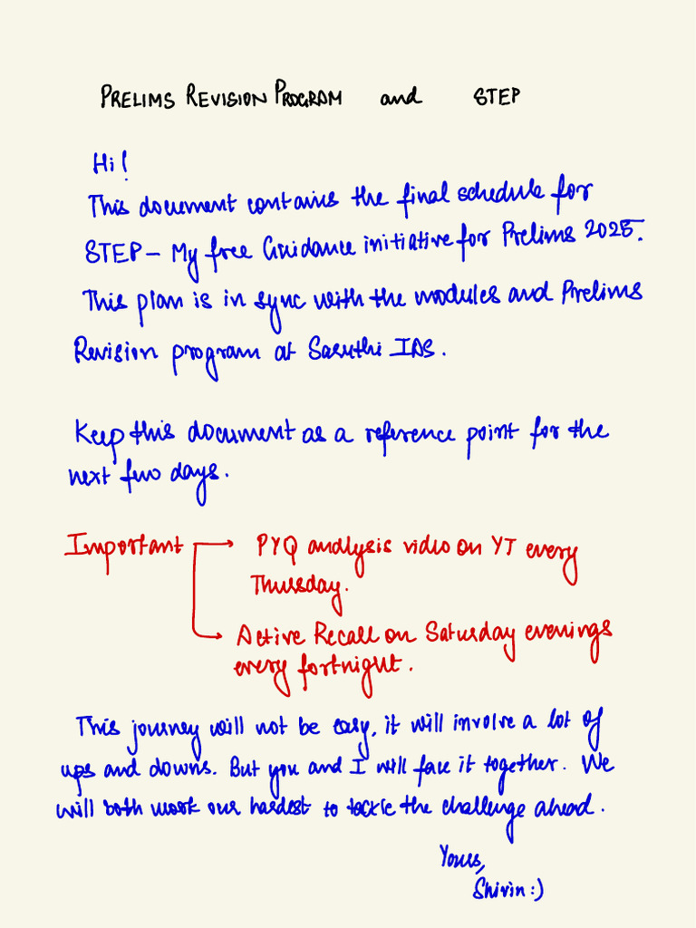 Final Plan for Prelims 2025 | PDF