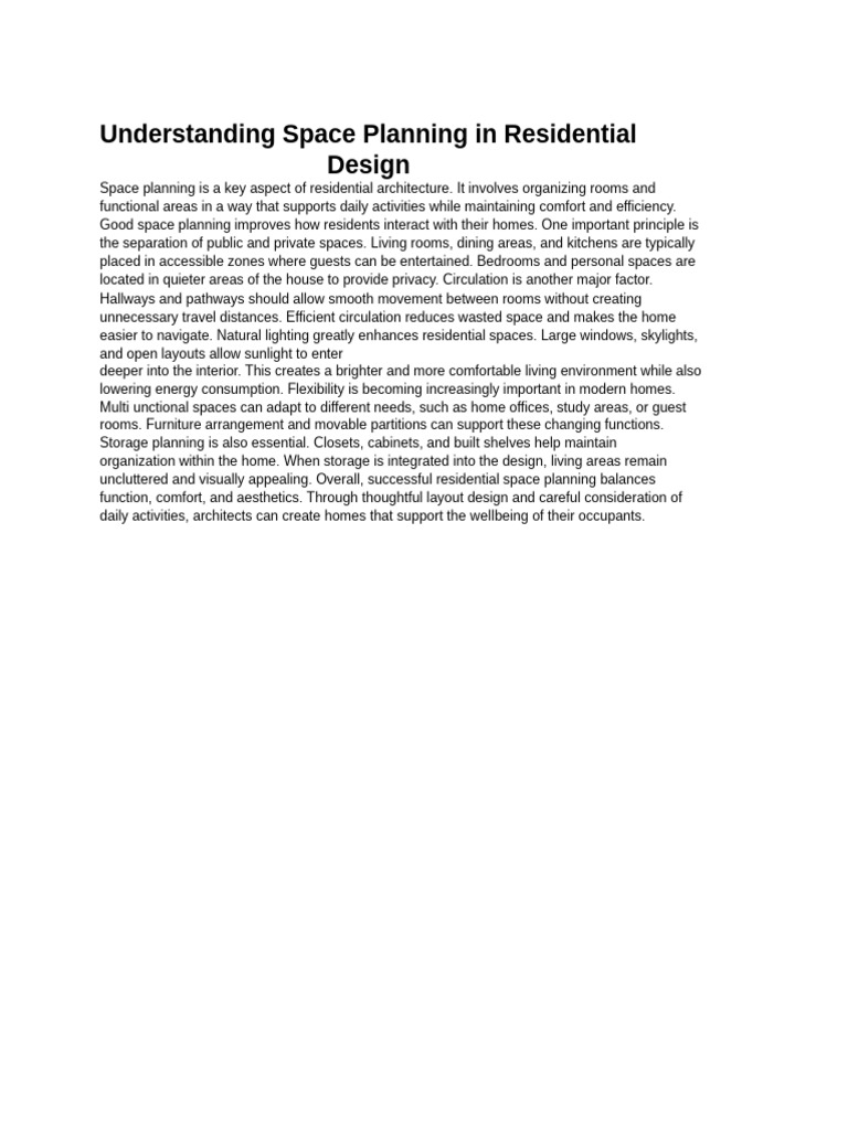 5 Understanding Space Planning in Residential Design | PDF