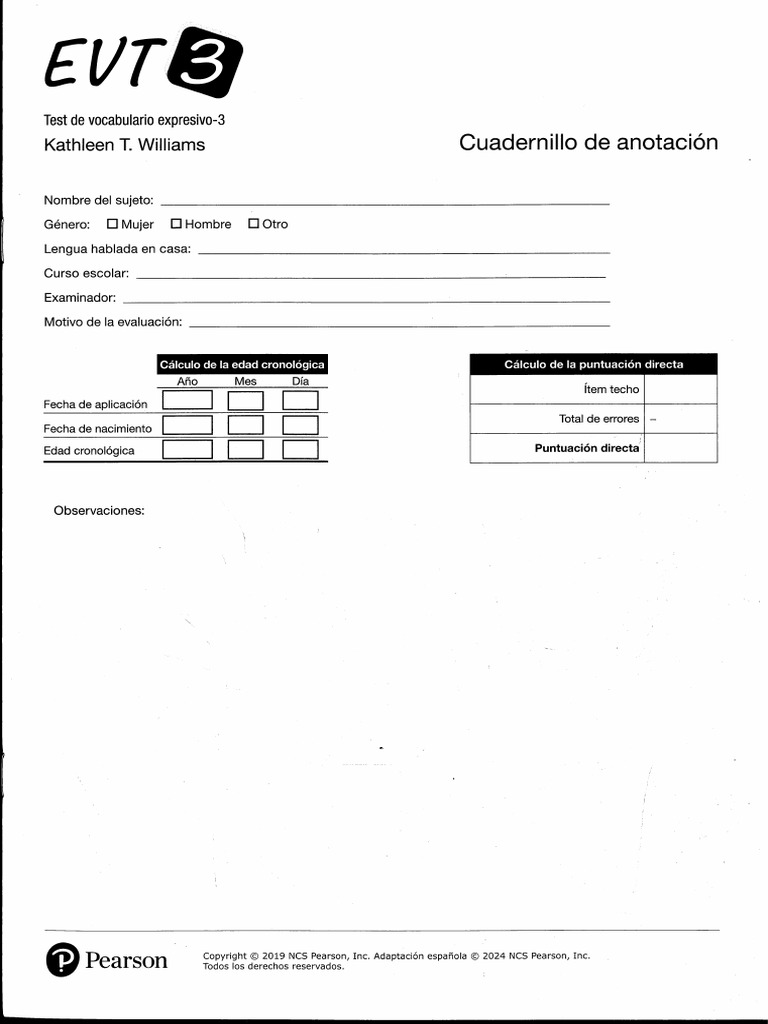 Cuadernillo de Anotacion EVT 3 | PDF