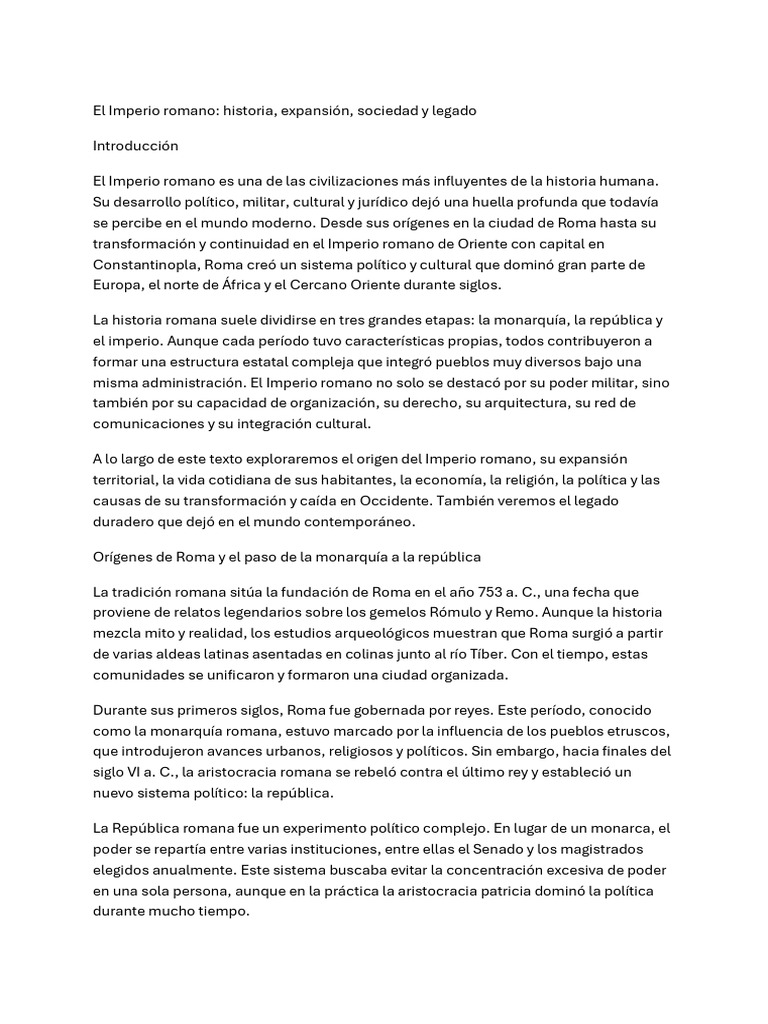 El Imperio Romano | PDF | imperio Romano | Guerras Púnicas