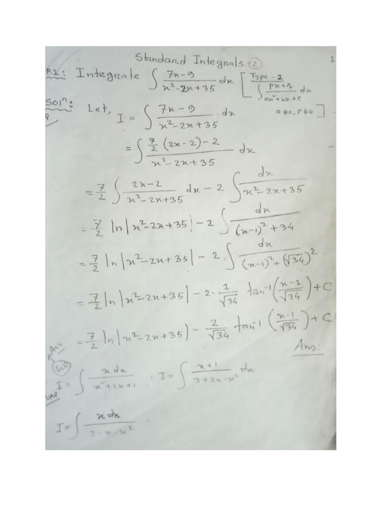 Standard Integrals | PDF