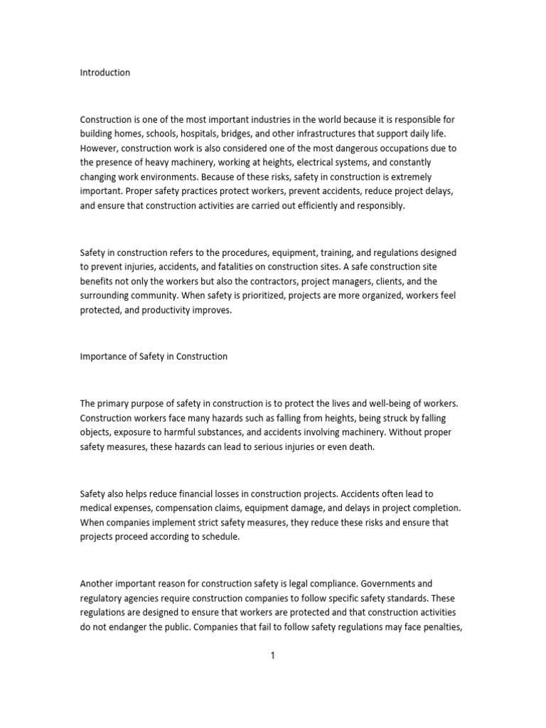 Safety in Construction | PDF