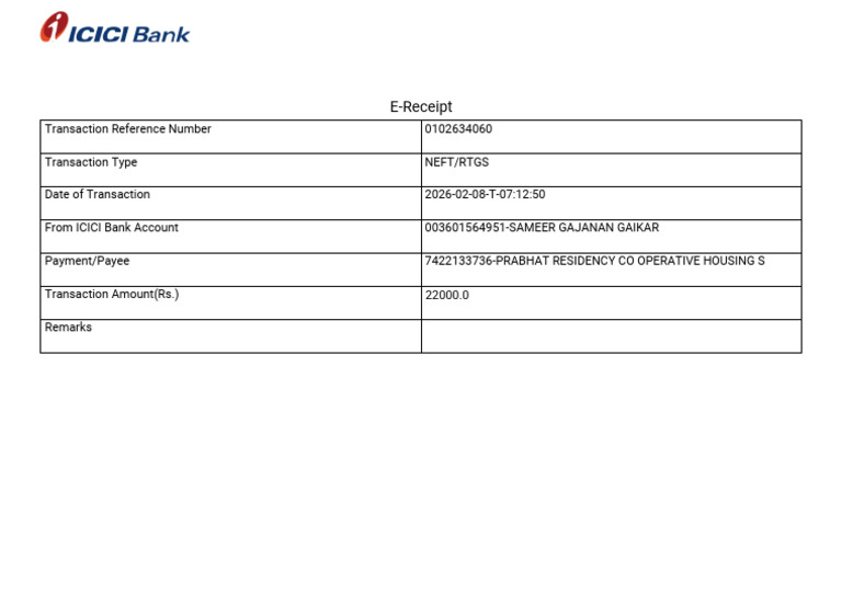 NEFT - RTGS Transaction E-Receipt | PDF
