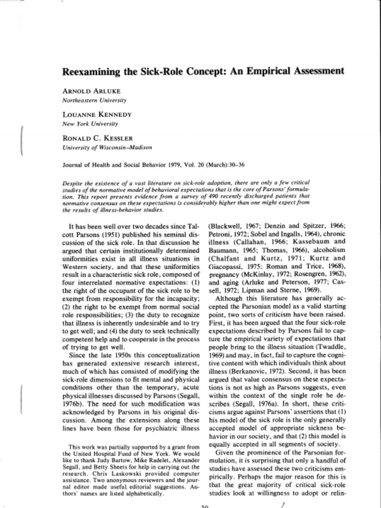 Sick Role Concept | PDF