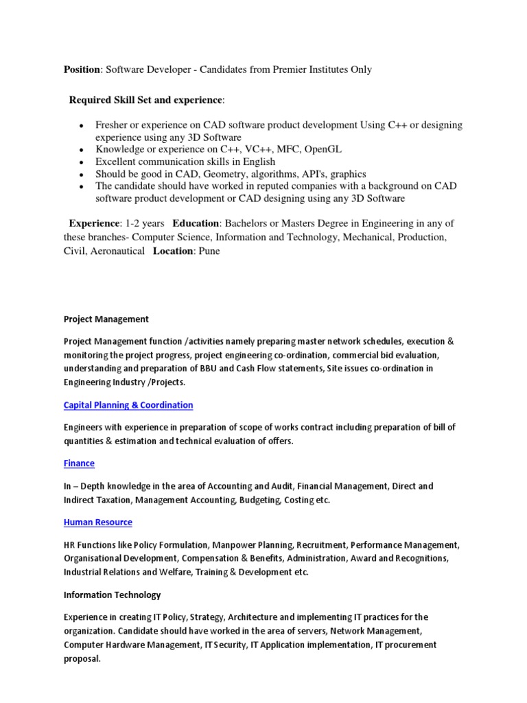 Software Developer Job in Pune | PDF