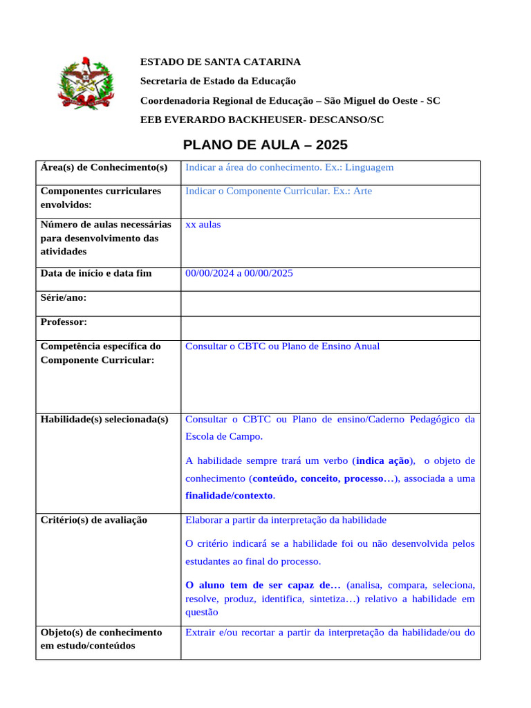Plano de Aula 2025 | PDF | Aprendizado | Conhecimento
