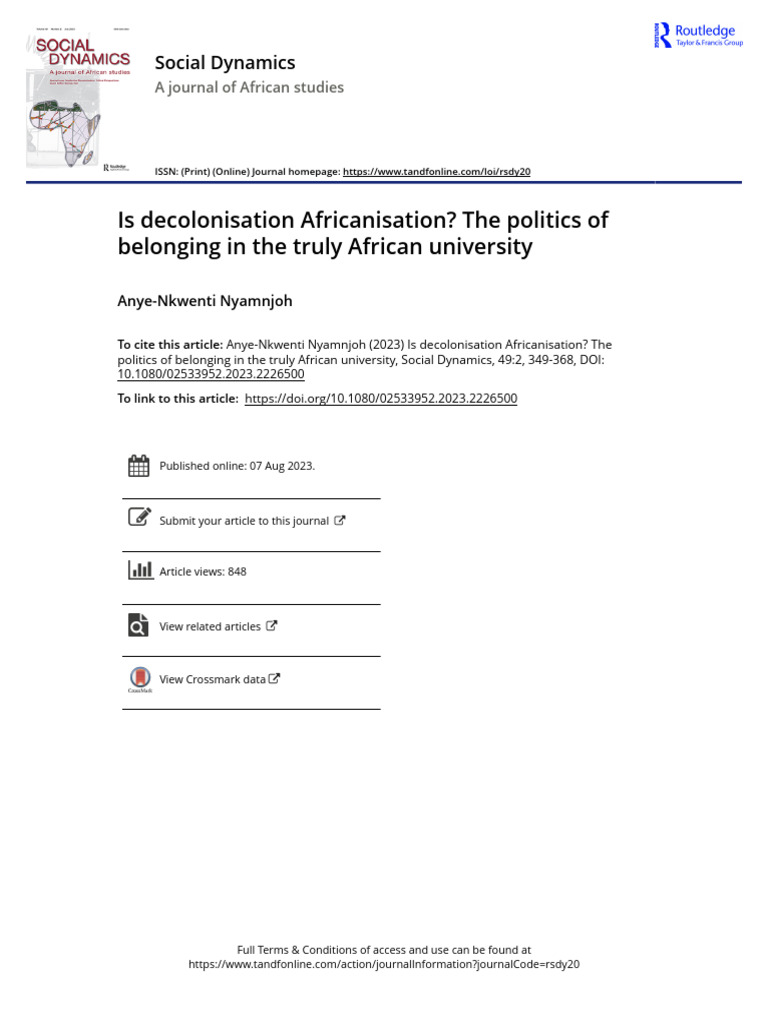 3. Nyamnjoh 2021 is Decolonisation Africanisation | PDF | Pan ...