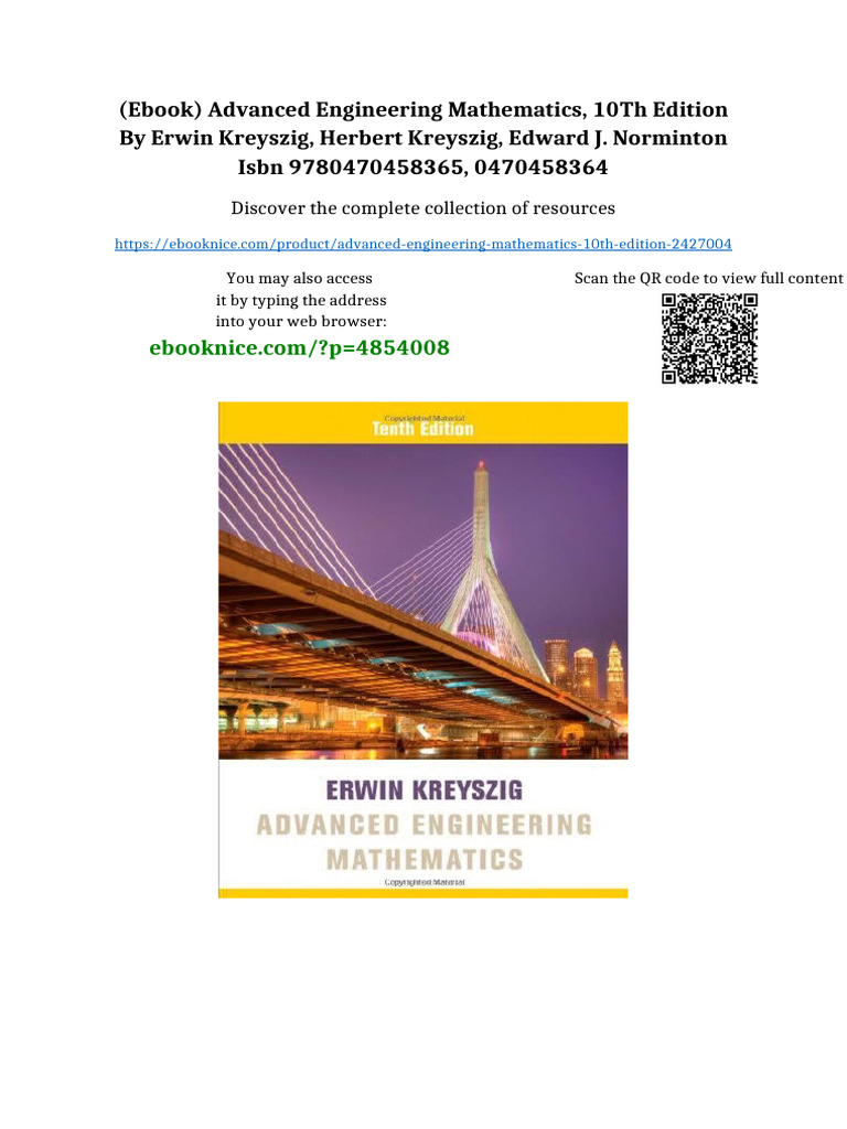 (Ebook) Advanced Engineering Mathematics, 10th Edition by Erwin ...