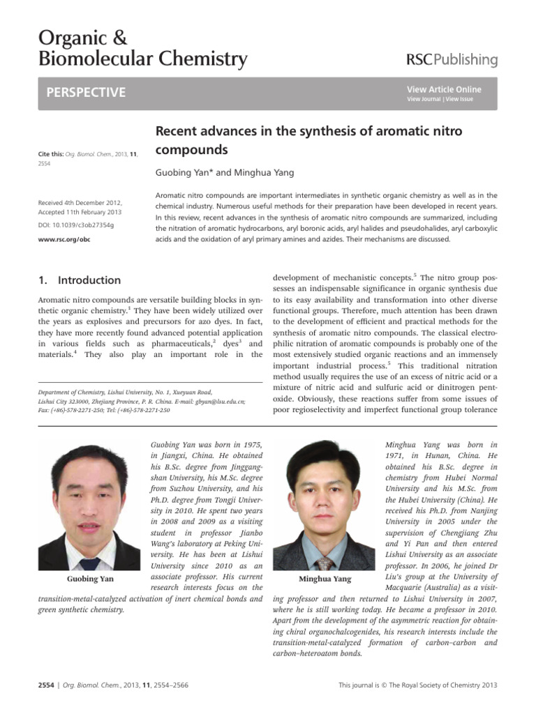 Recent Advances in Synthesis of Aromatic Nitro Compounds (1) | PDF ...