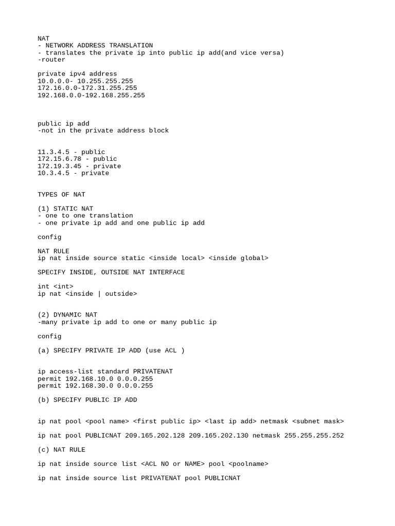 NAT NOTES | PDF
