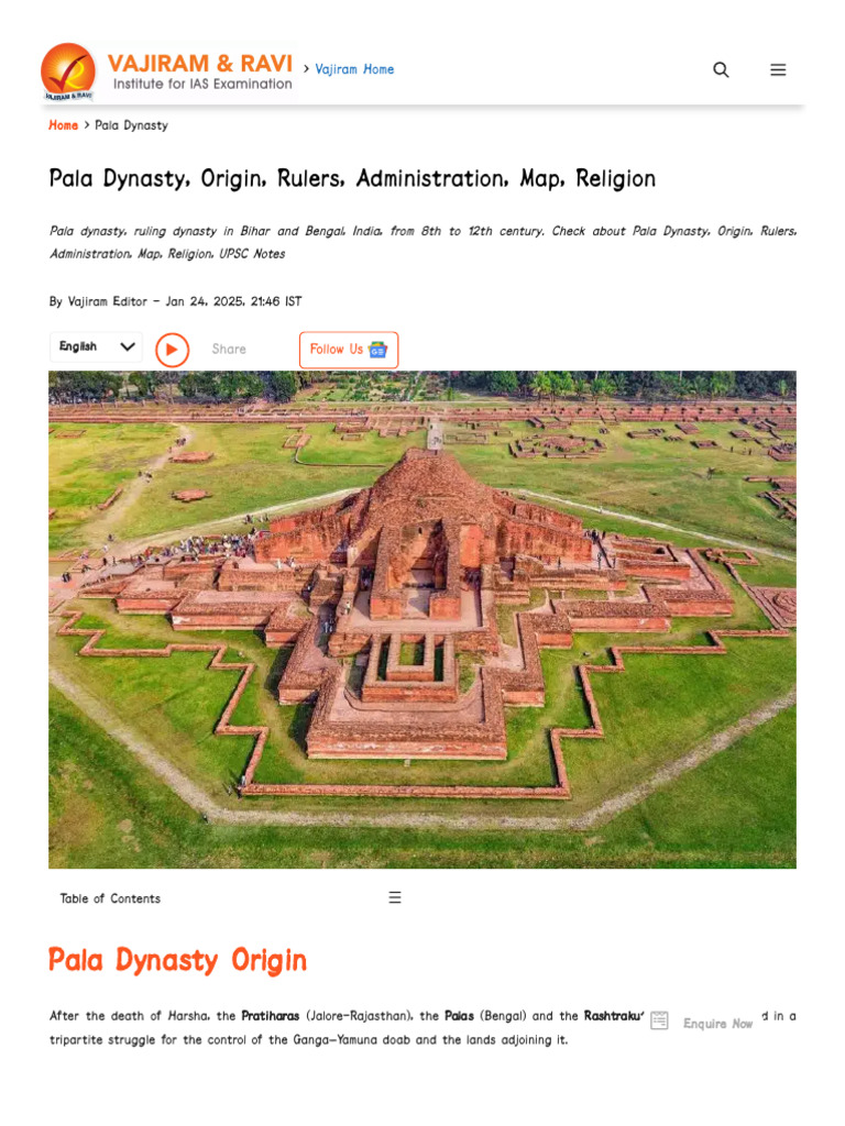 Pala Dynasty, Capital, Founder, Ruler, Map, UPSC Notes | PDF | Indian ...