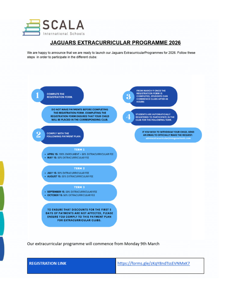 SCALA Extracurricular Programs 2026 - TERM 1 | PDF
