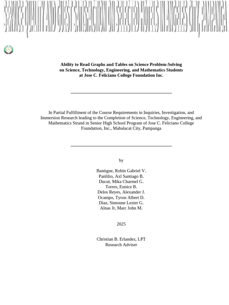 ~Ability to Read Graphs and Tables on Science Problem-Solving | PDF