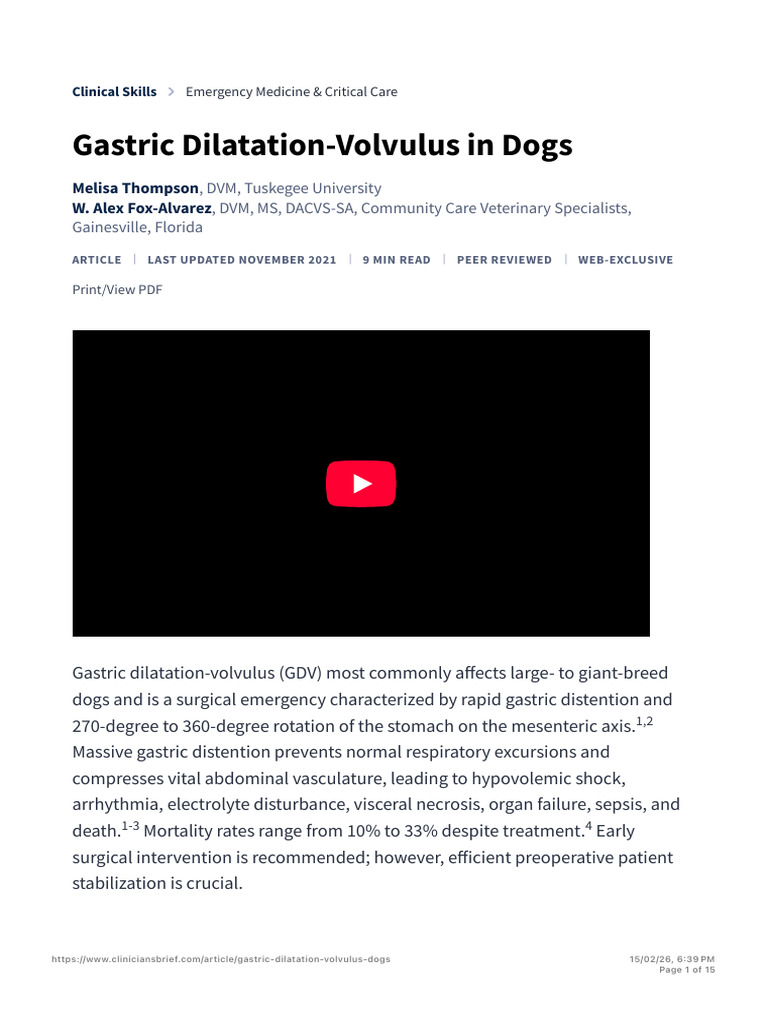 Gastric Dilatation-Volvulus in Dogs- Diagnosis & Treatment | PDF ...