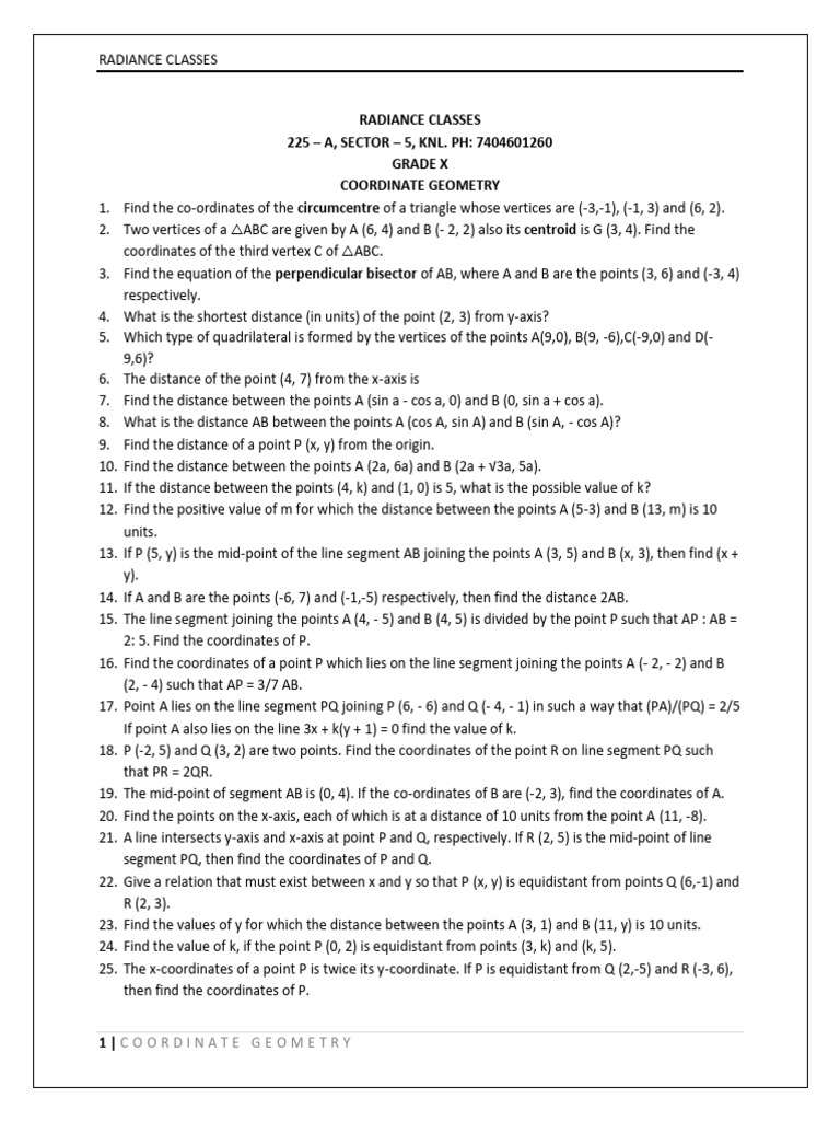 Coordinate Geometry Assignment | PDF | Triangle | Rectangle