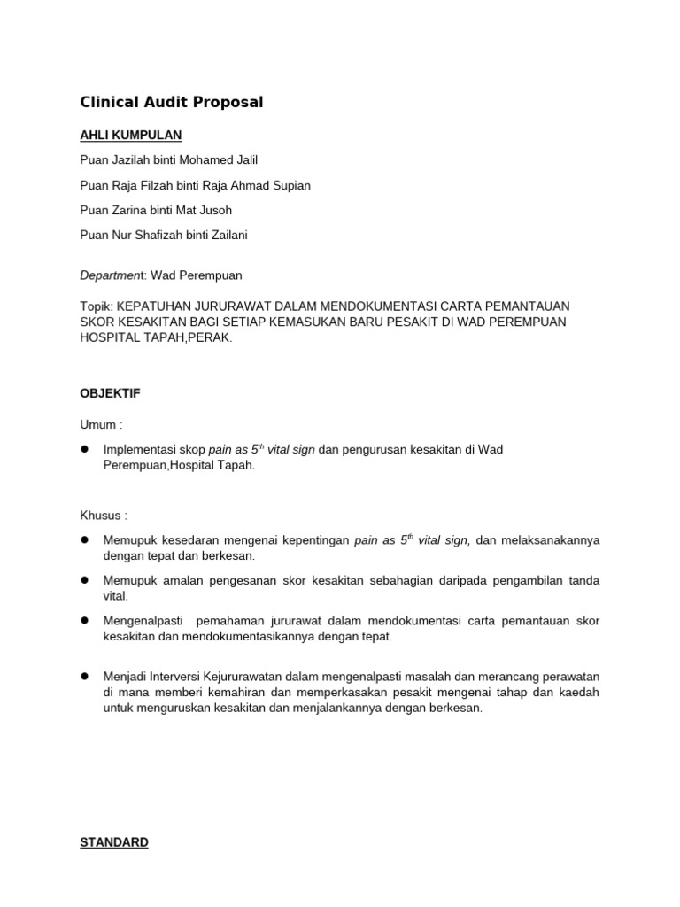 Clinical Audit Proposal Template 2024 (WP) | PDF