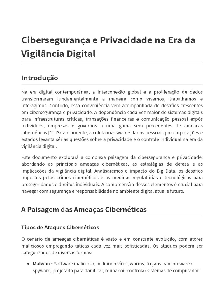 Cibersegurança e Privacidade Na Era Da Segurança Digital | PDF ...