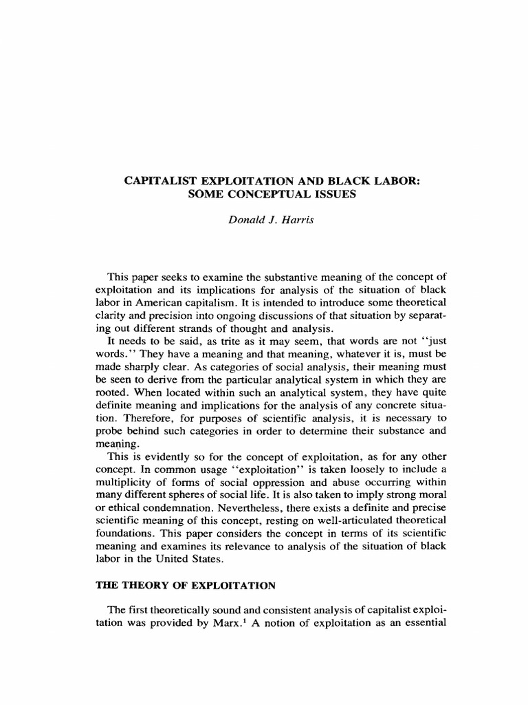 Capitalist Exploitation and Black Labor - Some Conceptual Issues | PDF ...