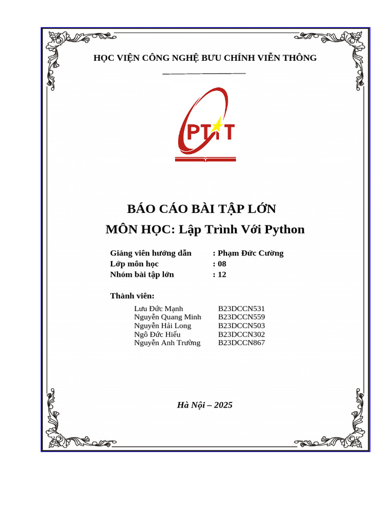 Báo Cáo BTL Python Nhóm 12 | PDF