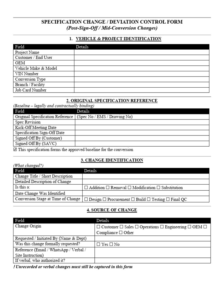 Change Origination Document - Draft Fro Review | PDF | Specification ...