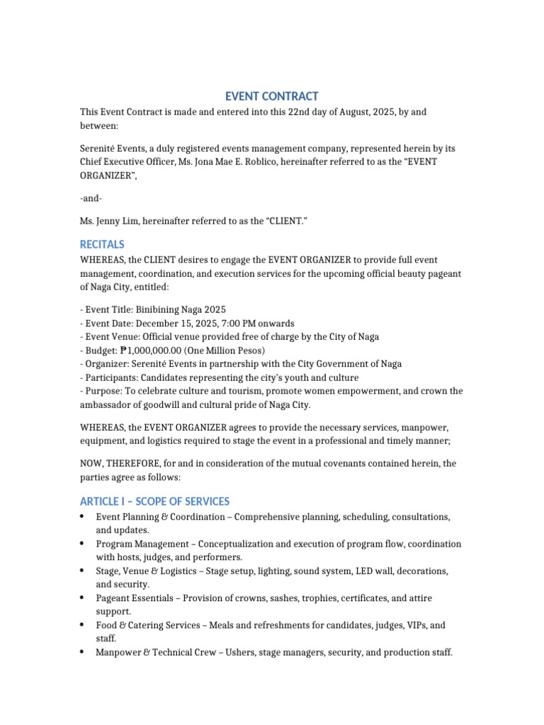 Event Contract Comprehensive | PDF | Private Law | Common Law