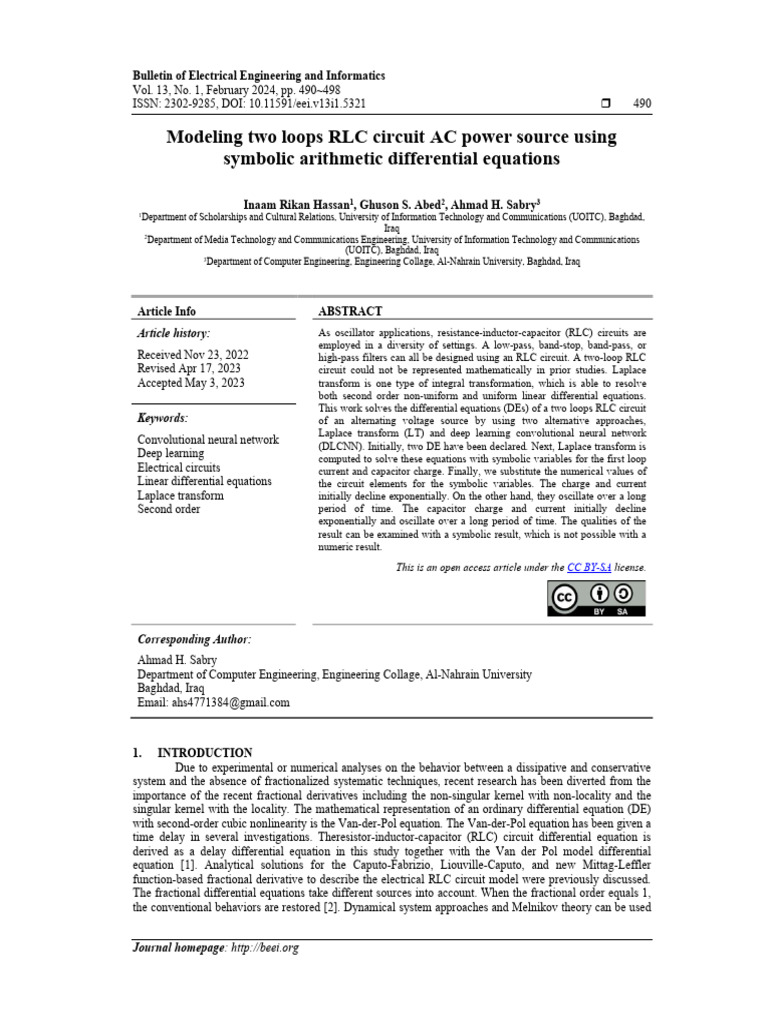 Modeling Two Loops RLC Circuit AC Power | PDF | Stability Theory ...
