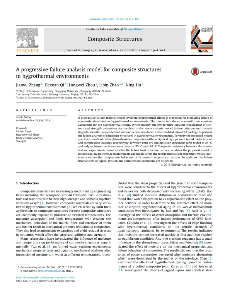 Zheng Hygrothermal Model | PDF | Composite Material | Strength Of Materials