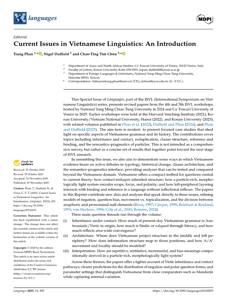 languages-10-00293-v2 | PDF | Vietnamese Language | Linguistics