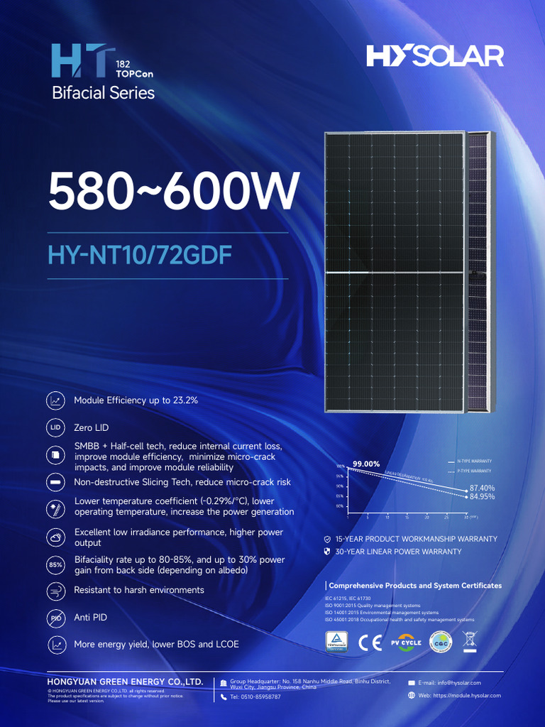 Datasheet Hy Solar | PDF | Solar Cell | Electrical Engineering