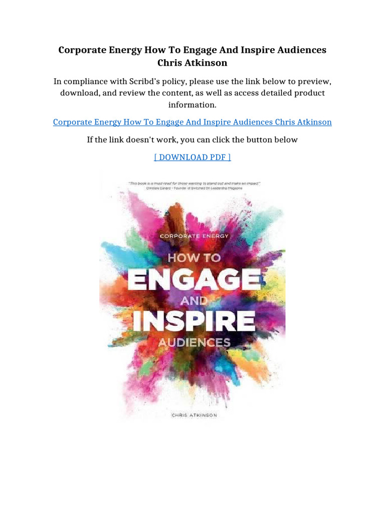 Corporate Energy How To Engage And Inspire Audiences Chris Atkinson ...
