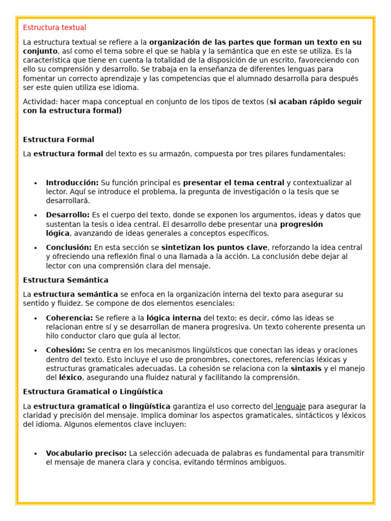 Estructura Textual | PDF | Sintaxis | Gramática