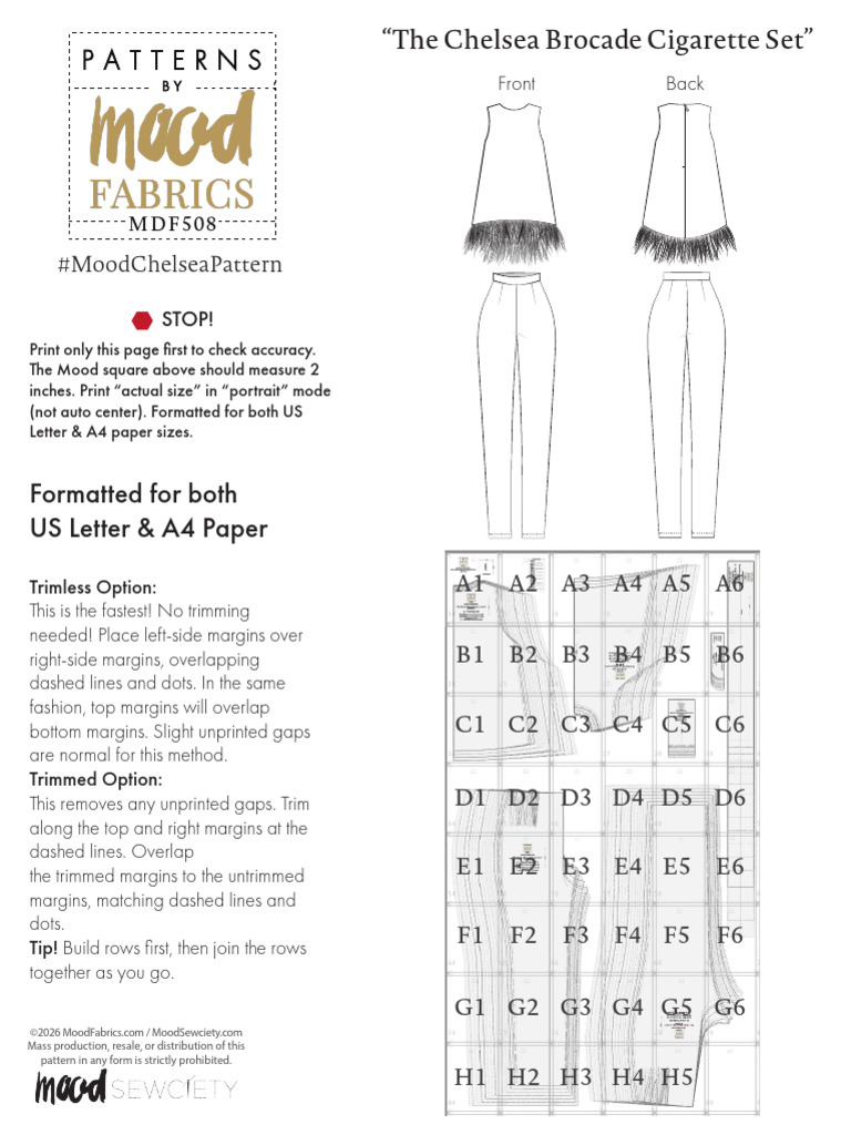 MDF508 Chelsea Brocade Set Free Sewing Pattern A4 Letter Patterns Mood ...