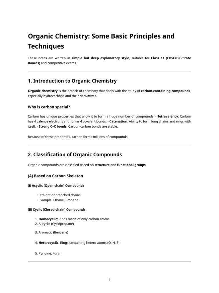 Organic Chemistry - Some Basic Principles and Techniques (Detailed ...